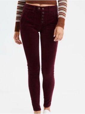 American Eagle Super Stretch Button-Front Corduroy Skinny Pants. Size 10L